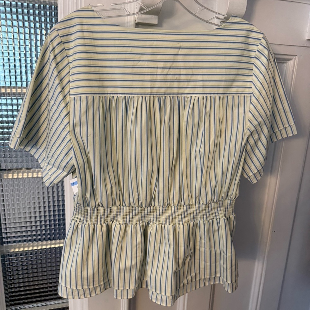 Derek Lam 10 Crosby Caspien Striped Twist-Front Peplum Blouse Sz 8 NWT - Picture 10 of 10